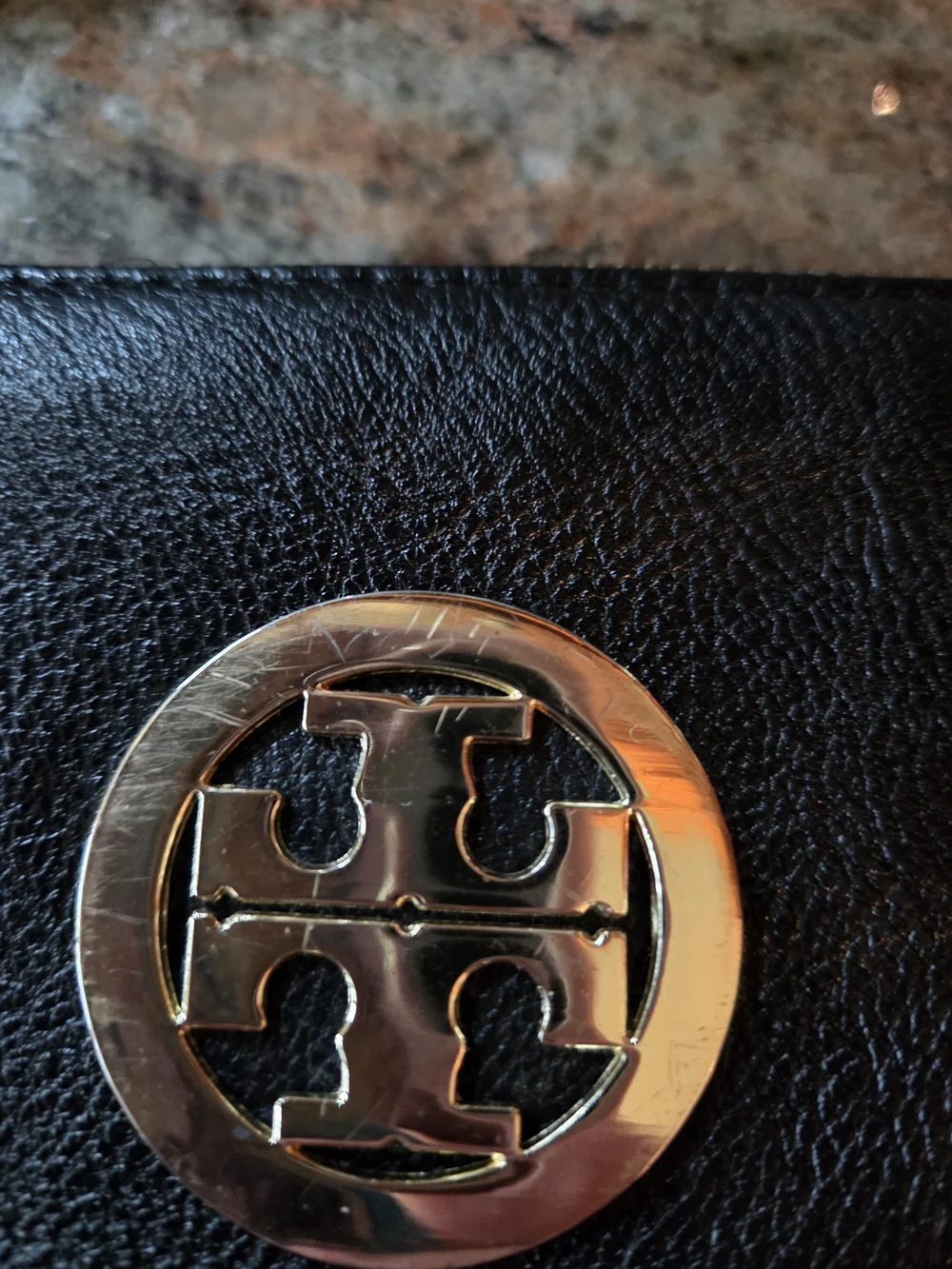 Tory Burch Black Leather Crossbody Bag And  Wristlet with Gold Logo